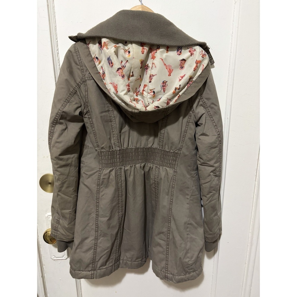 Miss Top Gun Utility Parka Jacket Green Pinup Lined Hood‎ Shearling Size XS - Picture 9 of 10